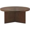 imageMartha Stewart Sadie Round Wood Coffee Table with Starburst Pattern Top Simple Pedestal Stand Circular Contemporary Modern Accent Furniture for Living Room Decor 36quot Dia x 165quot H BrownSadie