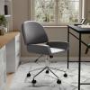 imageMartha Stewart Tyla Armless Swivel Task Chair for Home Office in Gray Faux Leather with Polished Nickel FrameGray Faux LeatherPolished Nickel