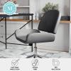 imageMartha Stewart Tyla Armless Swivel Task Chair for Home Office in Gray Faux Leather with Polished Nickel FrameGray Faux LeatherPolished Nickel