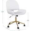imageMartha Stewart Tyla Armless Swivel Task Chair for Home Office in Gray Faux Leather with Polished Nickel FrameWhite Faux LeatherPolished Brass