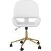 imageMartha Stewart Tyla Armless Swivel Task Chair for Home Office in Gray Faux Leather with Polished Nickel FrameWhite Faux LeatherPolished Brass
