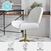 imageMartha Stewart Tyla Armless Swivel Task Chair for Home Office in Gray Faux Leather with Polished Nickel FrameWhite Faux LeatherPolished Brass