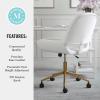 imageMartha Stewart Tyla Armless Swivel Task Chair for Home Office in Gray Faux Leather with Polished Nickel FrameWhite Faux LeatherPolished Brass