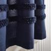imageMartha Stewart Waters Edge Tufted 3Piece Window Curtain Valance ampamp Tiers Set 36quot WhiteNavy