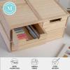 imageMartha Stewart Weston Stackable Wooden Storage Boxes with Pullout Drawers Engineered Wood Storage Organizers 3 Pack WhiteLight Natural
