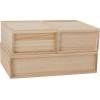 imageMartha Stewart Weston Stackable Wooden Storage Boxes with Pullout Drawers Engineered Wood Storage Organizers 3 Pack WhiteLight Natural
