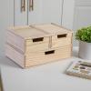 imageMartha Stewart Weston Stackable Wooden Storage Boxes with Pullout Drawers Engineered Wood Storage Organizers 3 Pack WhiteLight Natural