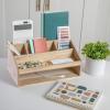 imageMartha Stewart Weston Wooden Desktop Organizer with Open Lower Storage Compartment Engineered Wood Multipurpose Storage Caddy WhiteLight Natural