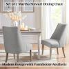 imageMartha Stewart Winfield Upholstered High Back Accent Dining Chairs Set of 2 Padded Seat Solid Wood Legs Chambray Jacquard Textured Fabric Cottage Farmhouse for Kitchen Room Light GreyFarmhouse