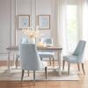 imageMartha Stewart Winfield Upholstered High Back Accent Dining Chairs Set of 2 Padded Seat Solid Wood Legs Chambray Jacquard Textured Fabric Cottage Farmhouse for Kitchen Room Light GreyWinfield Light Blue