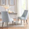 imageMartha Stewart Winfield Upholstered High Back Accent Dining Chairs Set of 2 Padded Seat Solid Wood Legs Chambray Jacquard Textured Fabric Cottage Farmhouse for Kitchen Room Light GreyWinfield Light Blue