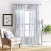 imageMartha Stewart Annabelle Floral Sheer Rod Pocket Single Curtain Panel 84quot LinenAqua