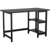 imageMartha Stewart Beckett Modern Trestle Desk with Open Side Shelving in Black Wood Grain FinishBlack Wood Grain