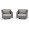 imageMartha Stewart Bedford Set of 2 IndoorOutdoor Patio Chairs with 360 Swivel Functionality and Rattan Wicker Finish in Gray with Gray AllWeather CushionsGray CushionsGray Frame