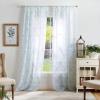 imageMartha Stewart Bellefield Floral Sheer Rod Pocket Window Curtain Panel Pair 84quot LinenAqua