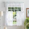 imageMartha Stewart Bellefield Floral Sheer Window Curtain Valance and Tiers Set LinenAqua