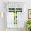imageMartha Stewart Bellefield Floral Sheer Window Curtain Valance and Tiers Set LinenLinen