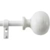 imageMartha Stewart Bergen Curtain Rod for Windows 66 to 120 inches Adjustable Length 75 inch Diameter Metal Curtain Rod with Round Finials 66  120 White Washed WoodWhite