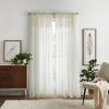 imageMartha Stewart Boho Curtains Macrame Decor Textured Sheer Rod Pocket Window Curtain Panel Pair 84quot LinenLinen