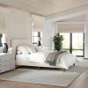 imageMartha Stewart Britta Platform Bed with Headboard ampamp Footboard Faux Linen Upholstery with Piping Detail Rounded Headboard No Box Spring Needed Queen BeigeBeige FabricWalnut Legs