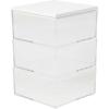 imageMartha Stewart Brody Plastic Storage Organizer Bins with Engineered Wood Lid for Home Office Kitchen or Bathroom 3 Pack Small 375quot x 3quot ClearWhite