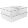 imageMartha Stewart Brody Plastic Storage Organizer Bins with Lids for Home Office Kitchen or Bathroom 4 Pack 2Small1Medium 1 Large ClearWhiteSet of 1