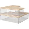 imageMartha Stewart Brody Plastic Storage Organizer Bins with Paulownia Wood Lids for Home Office Kitchen or Bathroom 3 Pack 2Small1MediumClearLight Natural