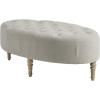 imageMartha Stewart Clara Coffee Table  Solid Wood Frame Soft Fabric Button Tufted Oval Large Accent Ottoman  Modern Foam Padded Top Footstool Cocktail Living Room Furniture LinenLinen