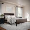 imageMartha Stewart Corbin Solid Wood Platform Bed with Wooden Headboard and Footboard Wood Slat Foundation No Box Spring Needed King Brown GrayDark Brown
