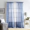 imageMartha Stewart Delicate Stripe Sheer Rod Pocket Window Curtain Panel Pair for Living Room 84quot WhiteIndigo