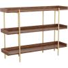 imageMartha Stewart Emmett 3 Shelf Bookcase with Vertical Metal Frame Home Office Storage Display Unit 35quot H Walnut Wood GrainPolished BrassWalnut Wood GrainPolished Brass Frame