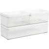 imageMartha Stewart Grady Clear Plastic Stackable Storage Boxes with White Engineered Wood Lids Set of 3ClearWhite Plastic Top