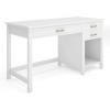 imageMartha Stewart Hutton Shaker Style Home Office Desk with 2 Side Drawers in White with Polished Brass Hardware