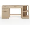 imageMartha Stewart Kayden Home Office Modular Desk with Drawer 2 Tier Shelf and File Cabinet in Light Natural with Brushed Gold Hardware