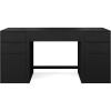 imageMartha Stewart Kayden Home Office Modular Desk with Drawer and Dual 3 Drawer File Cabinets in Black with Oil Rubbed Bronze Hardware