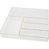 imageMartha Stewart Kerry Plastic Stackable Office Desk Drawer Organizers Set of 8 with Gold TrimSet of 5