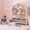 imageMartha Stewart Kids Deluxe Dollhouse Bookcase  Gray Kids Wooden Bookshelf and Tall Book Shelf Organizer with Toy Storage  Toddler Book Rack  Dollhouse Bookshelf  Playroom or Bedroom StorageLinen White