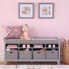 imageMartha Stewart Kids Storage Bench Gray Wooden Toy and Book Organizer with Shelves Builtin Cushion and Fabric Bins for Playroom and BedroomGrey