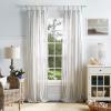 imageMartha Stewart Laguna Stripe SemiSheer Tie Tab Window Curtain Panel Pair 95 GreyNavy