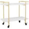 imageMartha Stewart Liam 2Tier Mobile Office Storage and Printer Cart in Walnut with Polished Brass FrameWhitePolished Brass Frame