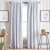 imageMartha Stewart Lido Linen Blackout Foam Lined Rod PocketBack Tab Window Curtain Panel Pair 95quot WhiteWhite
