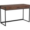 imageMartha Stewart Ollie Home Office Desk with 3 Drawers in Walnut Wood Grain with Polished Brass HardwareWalnut TopOil Rubbed Bronze Frame