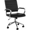 imageMartha Stewart Piper Swivel Task Chair with Armrests for Home Office in White Faux Leather with Polished Nickel FrameBlack Faux LeatherPolished Nickel