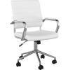imageMartha Stewart Piper Swivel Task Chair with Armrests for Home Office in White Faux Leather with Polished Nickel FrameWhite Faux LeatherPolished Nickel