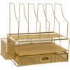 imageMartha Stewart Ryder Gold Mesh Metal Large Desktop Organizer With Paper File Letter Holder Organizer and Drawer