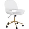 imageMartha Stewart Tyla Armless Swivel Task Chair for Home Office in Gray Faux Leather with Polished Nickel FrameWhite Faux LeatherPolished Brass
