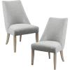imageMartha Stewart Winfield Upholstered High Back Accent Dining Chairs Set of 2 Padded Seat Solid Wood Legs Chambray Jacquard Textured Fabric Cottage Farmhouse for Kitchen Room Light GreyFarmhouse