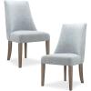 imageMartha Stewart Winfield Upholstered High Back Accent Dining Chairs Set of 2 Padded Seat Solid Wood Legs Chambray Jacquard Textured Fabric Cottage Farmhouse for Kitchen Room Light GreyWinfield Light Blue