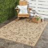 imageMartha Stewart x SAFAVIEH Outdoor Area Rug Collection  8 x 112quot Cream ampamp Brown Weather Resistant ampamp Washable Ideal for Patio Backyard Mudroom Deck Dining Space MSR425112CremeBrown
