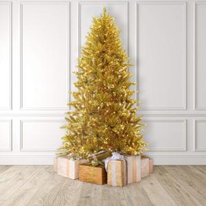 imageMartha Stewart 5 Foot Silver Tinsel Christmas Tree with Clear LightsGold